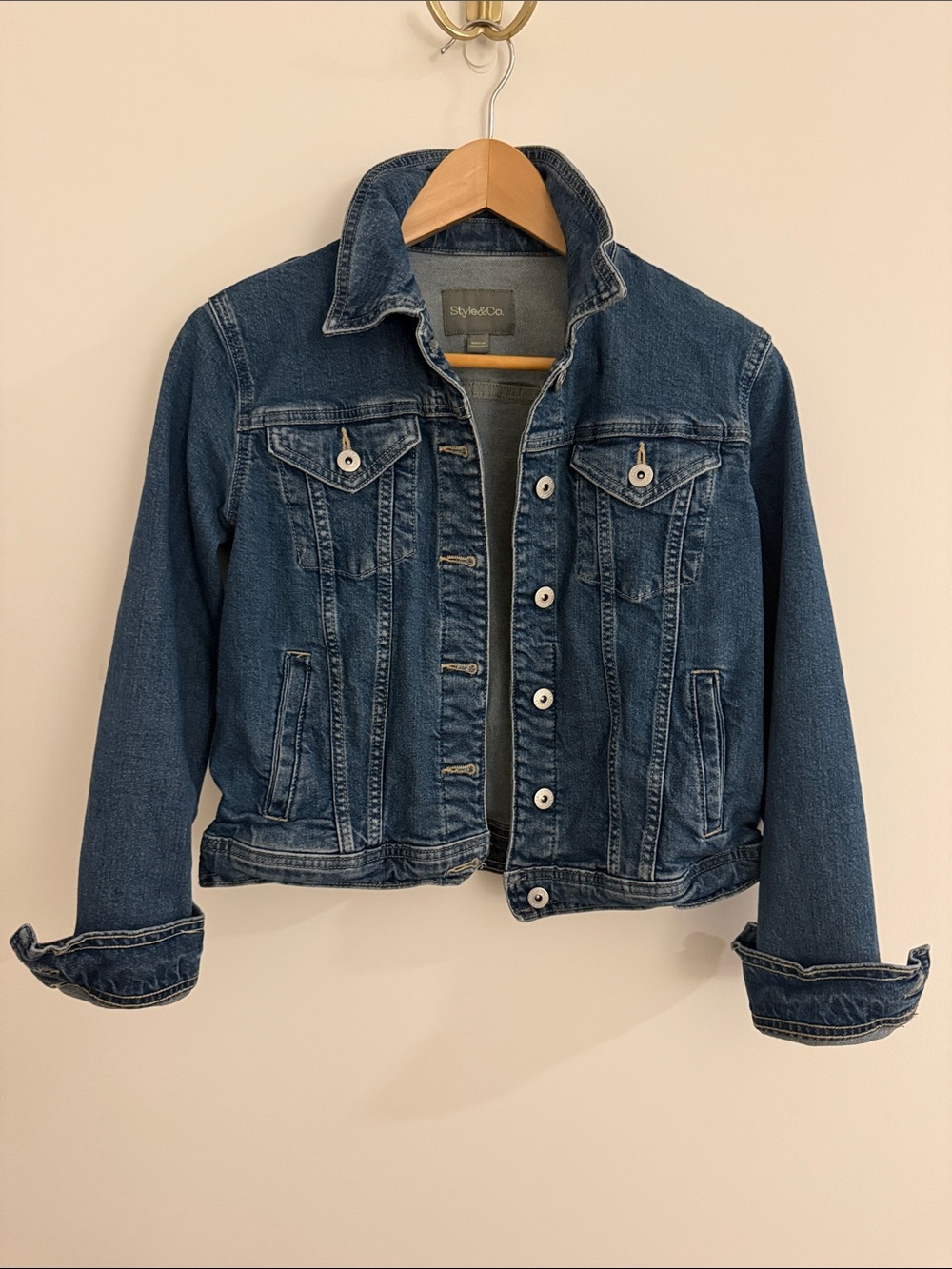Style & Co. Women's Dark Blue Denim Jean Jacket